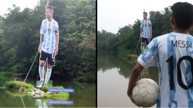 FIFA World Cup: भारत में भी चढ़ा वर्ल्ड कप का फीवर, केरल में नदी के बीच में लगाया मेसी का कटआउट