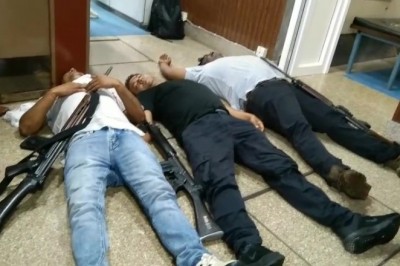 डाकपत्थर बैराज पर की गई मॉकड्रिल तीन आतंकवादियों को मार गिराया गया